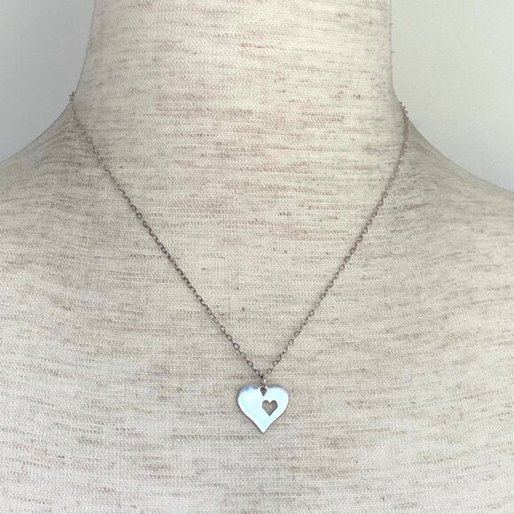 Sterling Silver 925 EFY Dainty Double Heart Pendant Necklace 18" Cable Chain - Picture 2 of 16